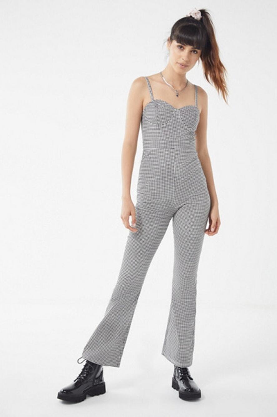 Urban Outfitters Gingham Bustier Bootcut Jumpsuit Size L Large